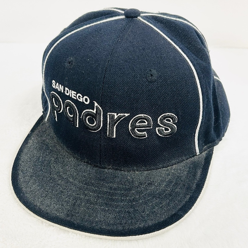 American Needle San‎ Diego Padres Wordmark Fitted Hat Cap 7 3/8 Black MLB